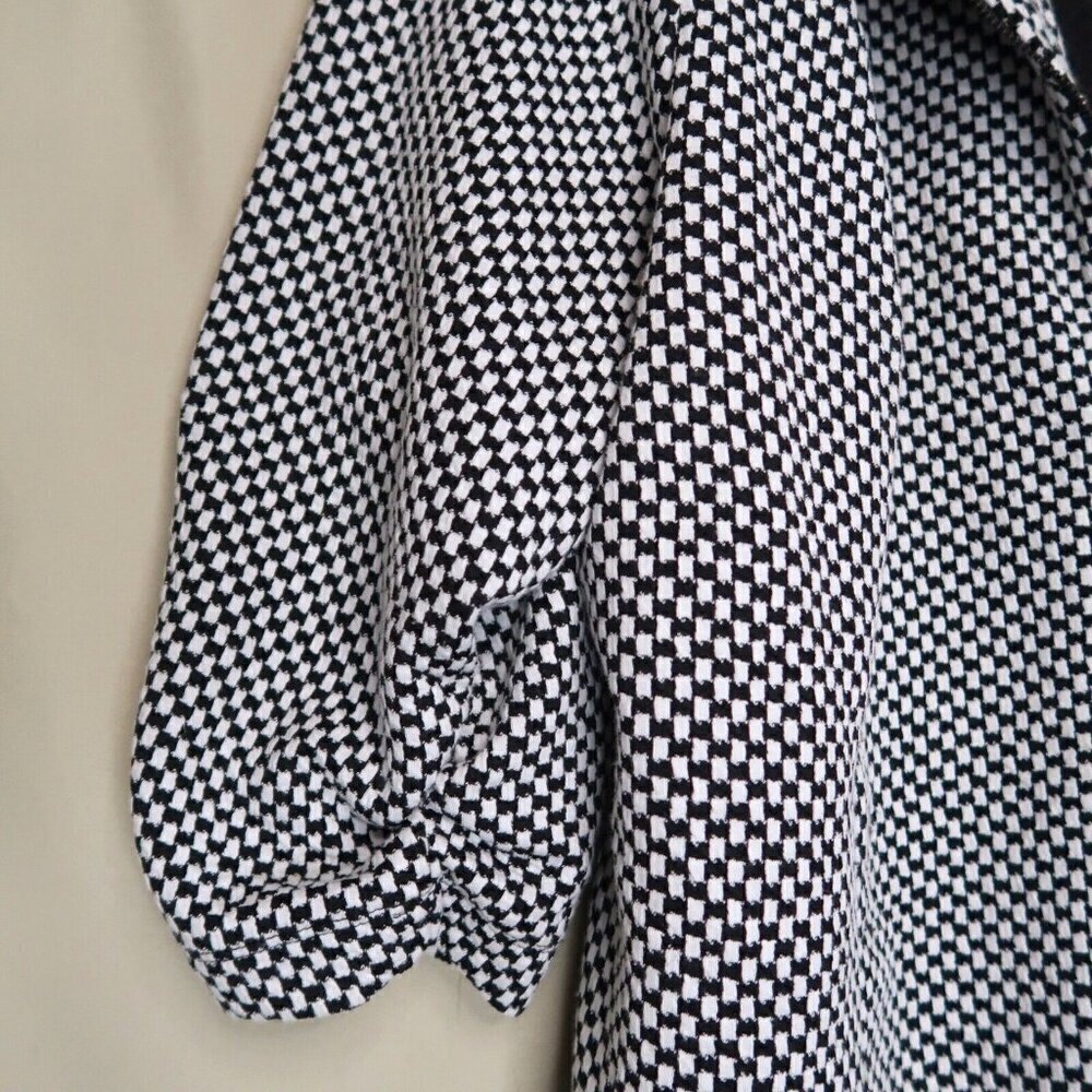 Torrid Zip Up Knit Jacket Black and White Checker 3/4 Ruched Sleeves Women's 4X - Picture 4 of 11